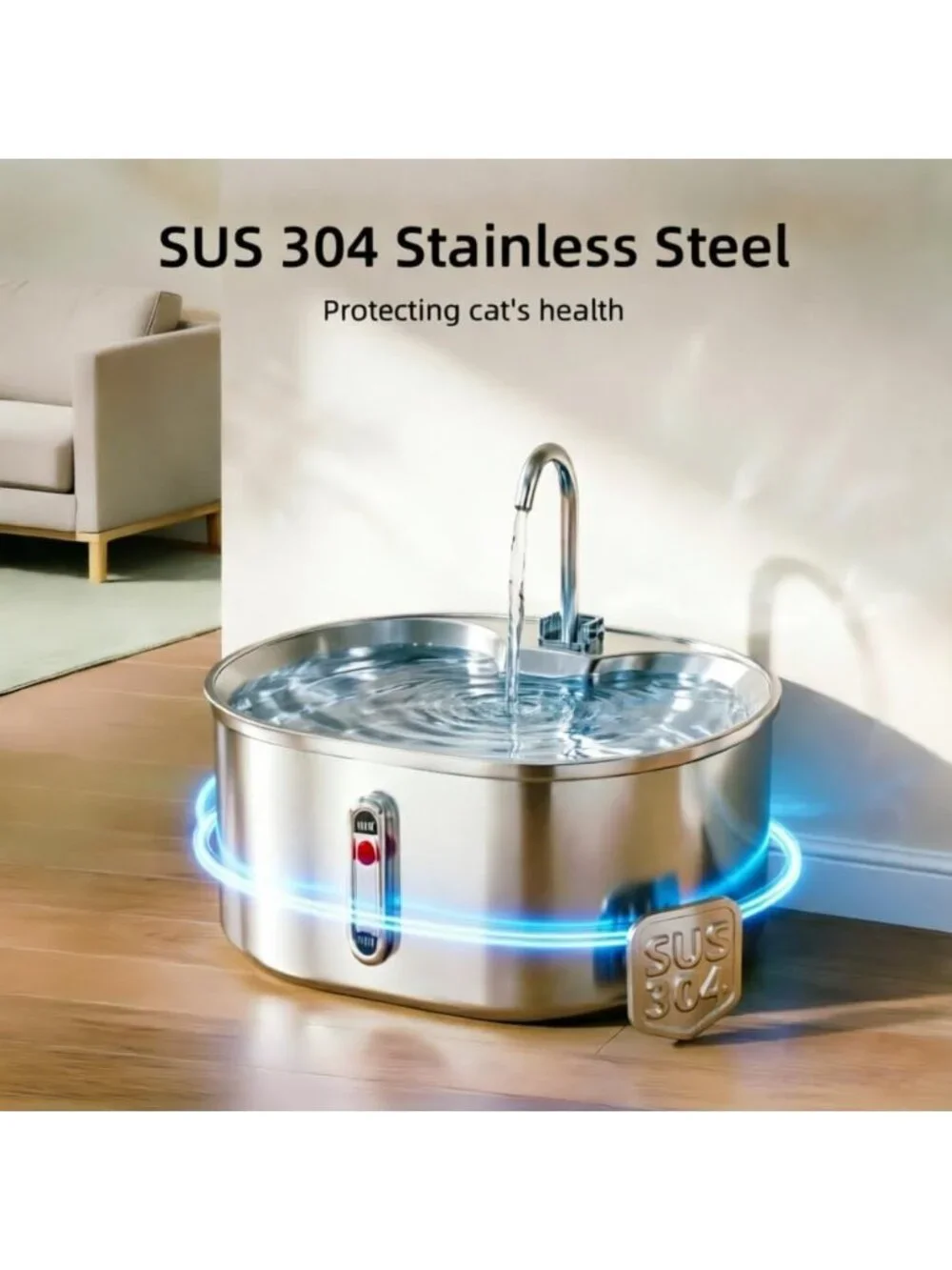Automatic Stainless Steel Cat Water Fountain 3.2L, Ultra-Quiet Pet Dispenser